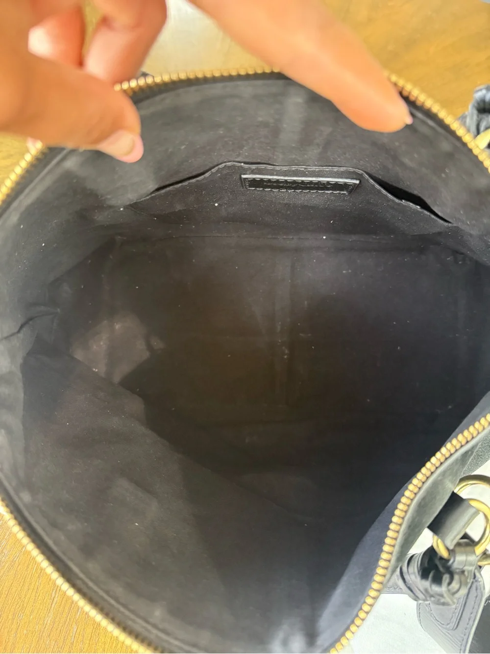 See By Chloe Black Leather & Suede Tote with Gold Hardware